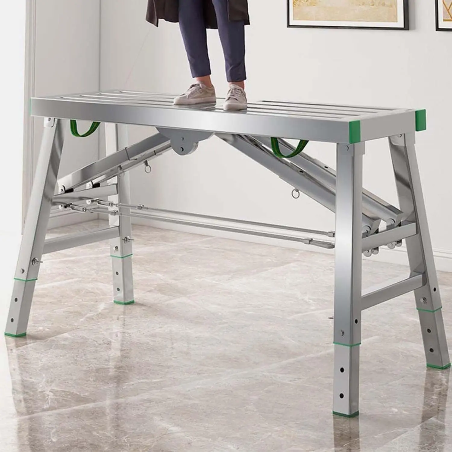 Trabajo Plegable Portátil, Plataforma Trabajo Ajustable, Escalera Mano Plegable Acero, Escalera Andamio Plegable De Acero, Carga