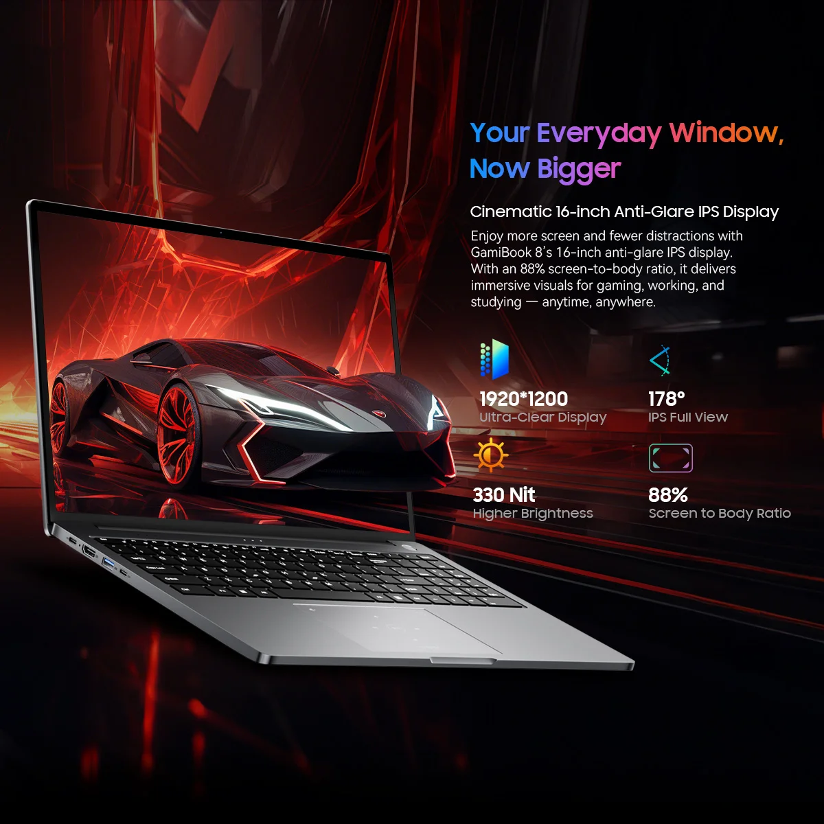 Blackview GamiBook 8 Laptop 16" 1920*1200 Display AMD Ryzen™ 7 7735HS Processor 57Wh Battery 65W Fast Charge Win11pro Wi-Fi 6
