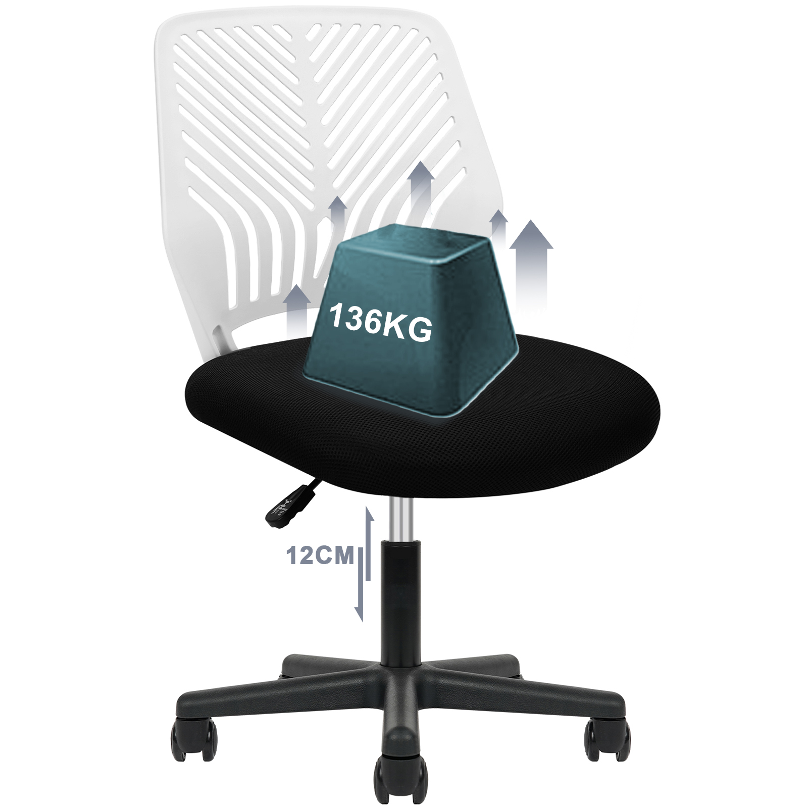 Chaise de bureau durable, chaise de bureau pivotante, hauteur réglable, siège rembourré, chaise ergonomique