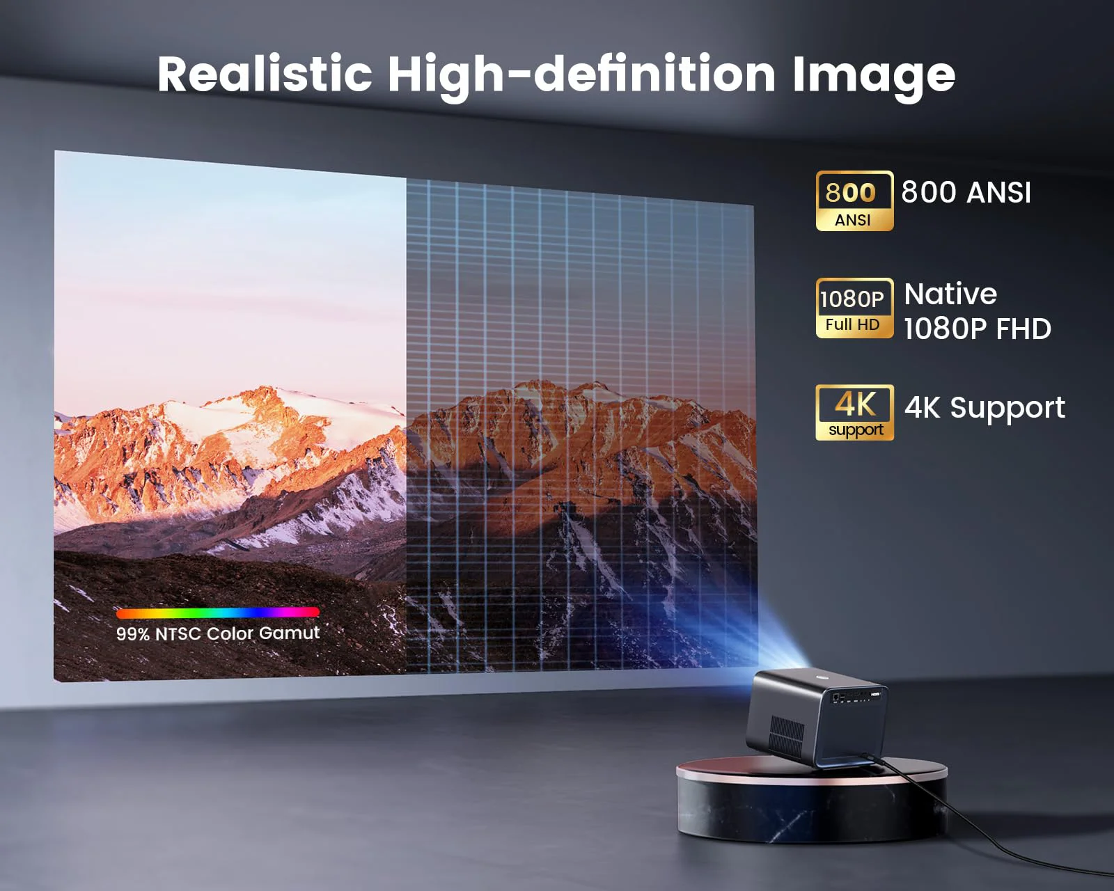 Wimius-Projektor 4K unterstützt 30000 Lumen Autofokus/Keystone Full HD 1080p Native WIFI 6 Bluetooth-Unterstützung Dolby Heimkino