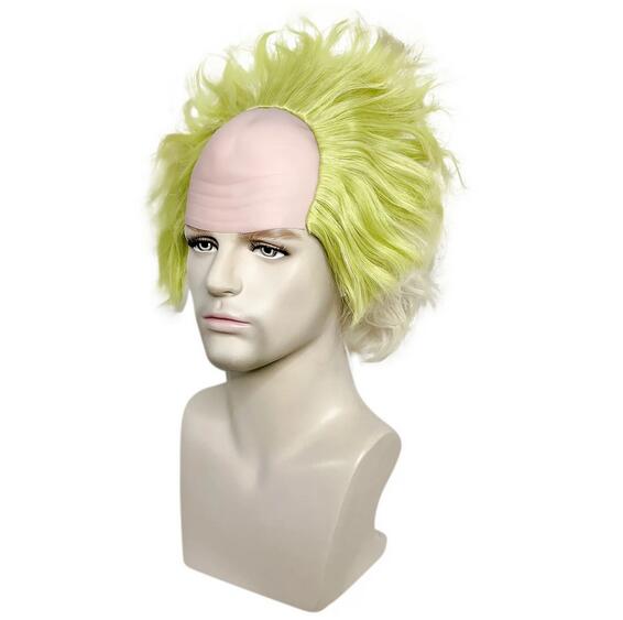 コスプレウィッグ,短いウェーブのかかったハーフボール,ヘアライン,ピエロのラバートップ,8インチ,グリーン,老人,学校,ハロウィーン,クリスマスコスチューム
