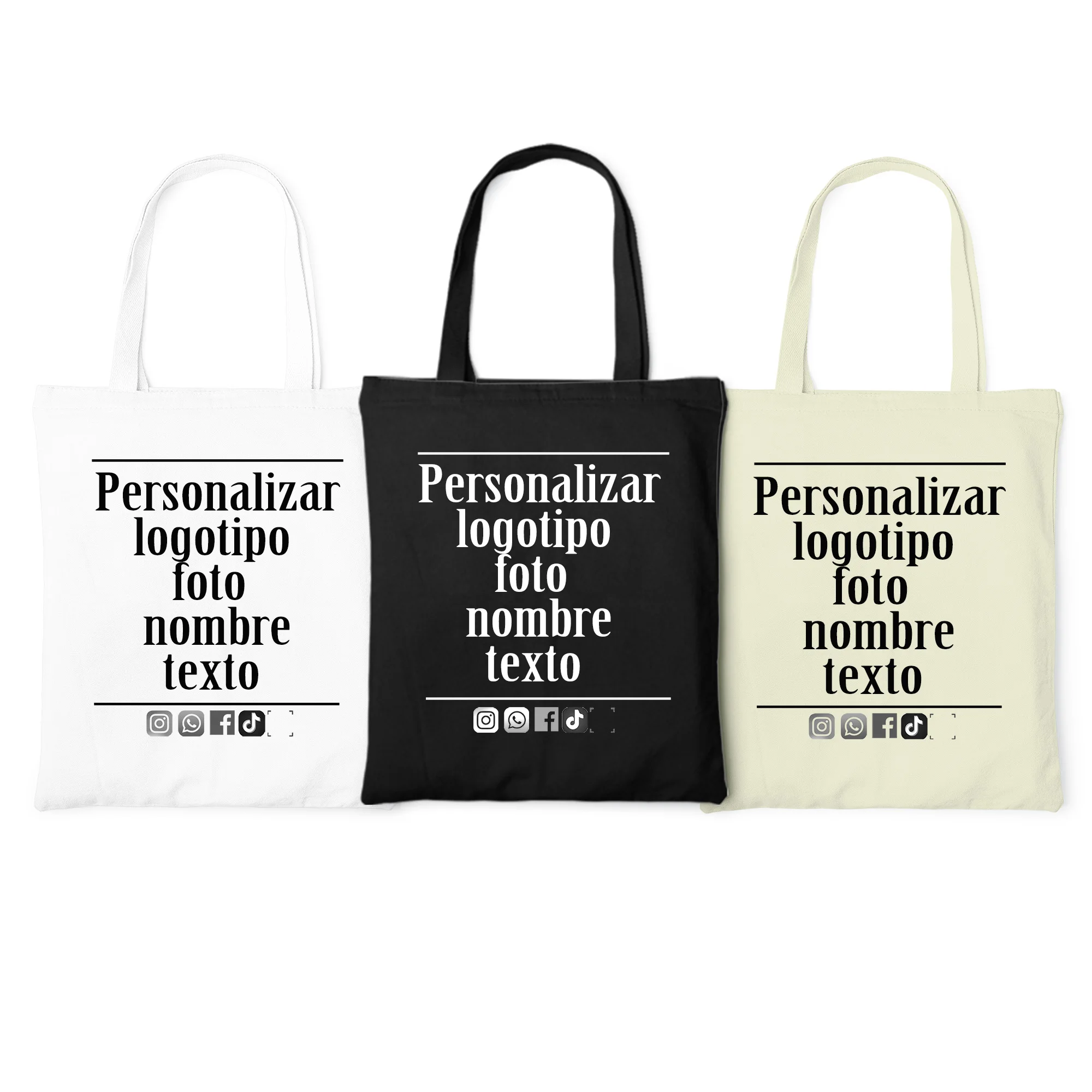 personalizada Logotipo personalizado Imágenes Nombre Fabric Bolso de mano Bolsa de lona Impresión grande Bolsos de hombro para compras Bolsos de playa de tela para mujer tendencia 2024 blanco