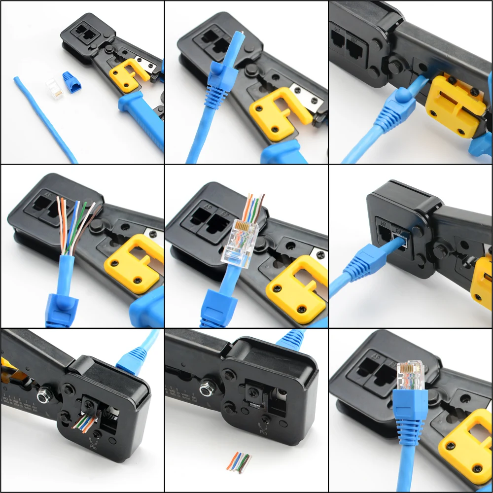 RJ45 crimper hand network tools pliers RJ12 cat5 cat6 8p8c Cable Stripper pressing clamp tongs clip multi function