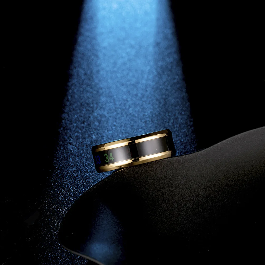 Anillo de banda de amor de acero inoxidable con cuerpo de Sensor inteligente con función de medición de temperatura anillos para parejas accesorios Anillo