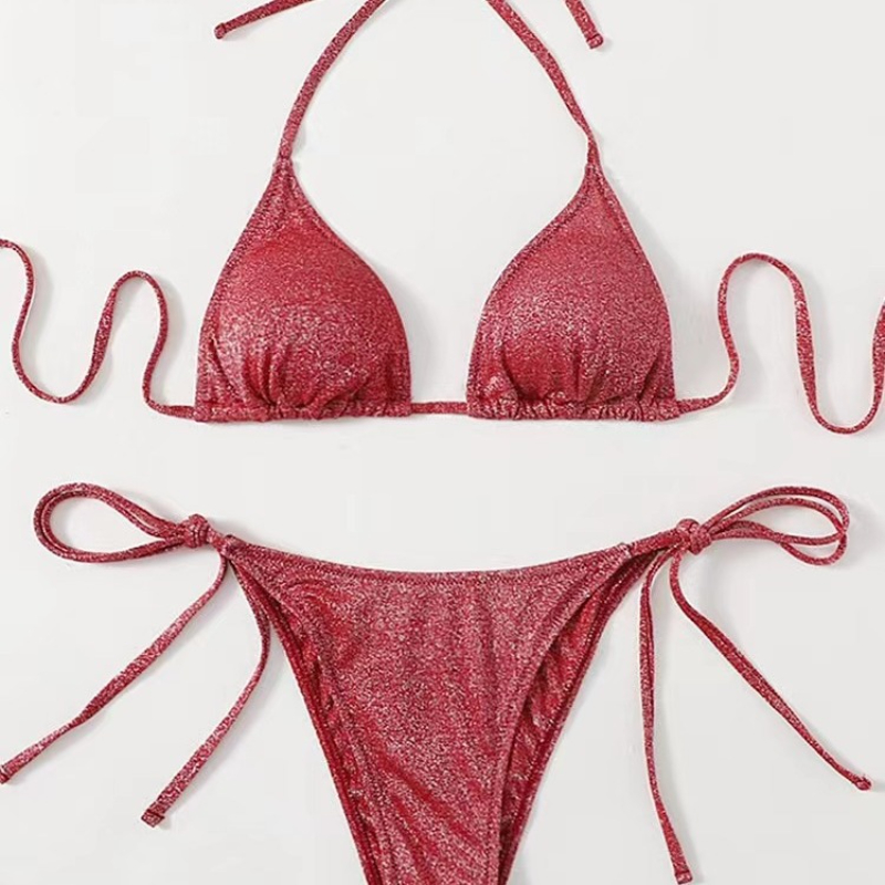 Shiny Sexy Bikini Set Dreieck Bikinis Bandage Badeanzug Frauen Zwei Stück Bademode Sommer Biquini Neue Bademode Push-Up Bikini