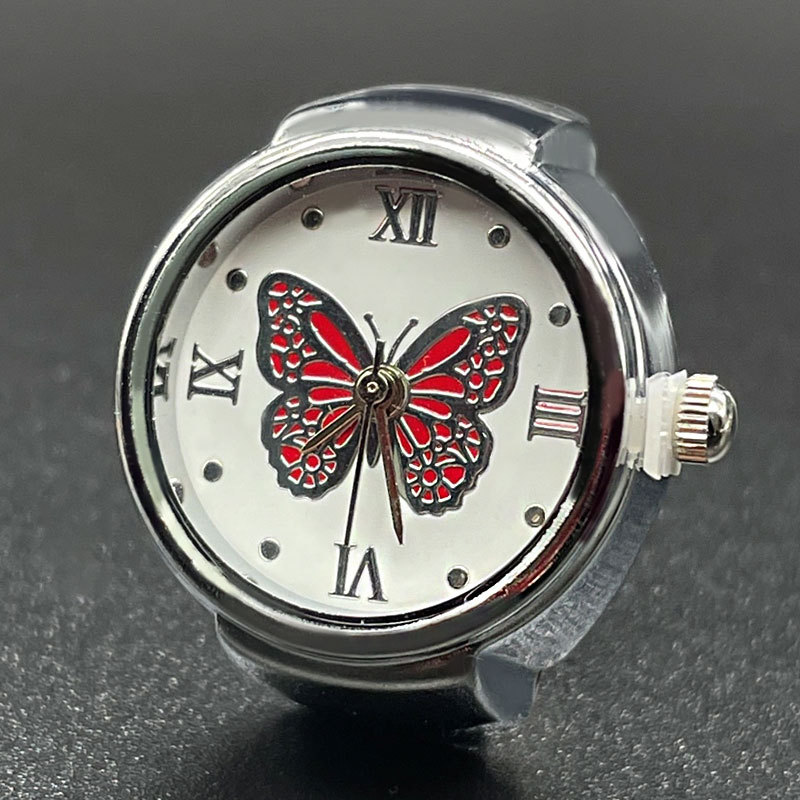 Montre à quartz pour couples masculins et féminins, atmosphère simple, assortie avec tout, papillon, chiffres romains, surface