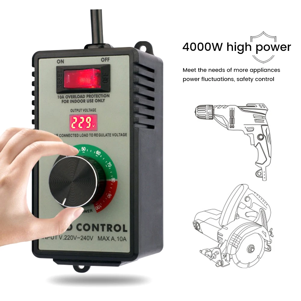 Controlador de velocidad del Motor 4000W AC110/220V, enrutador eléctrico, ventilador de escape, amoladora, taladro, regulador de voltaje Variable, interruptor, pantalla LED