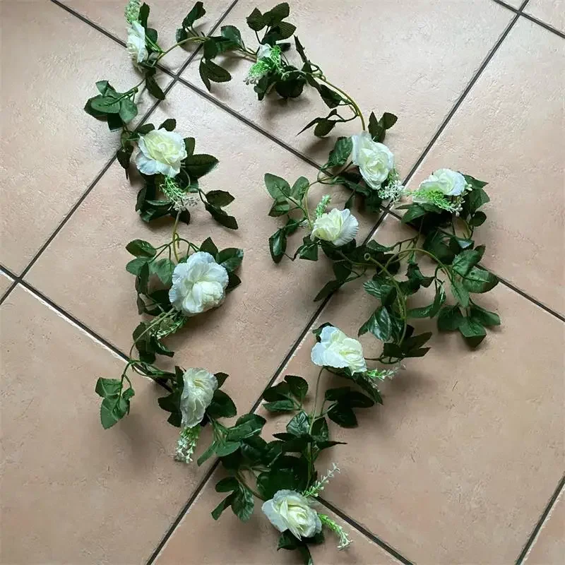 Clearance_1 Pz 2.2 M Fiore Bianco Artificiale Falso Appeso Piante di Vite Finte Foglie Artificiali Ghirlanda di Fiori Decorazione di Nozze_
