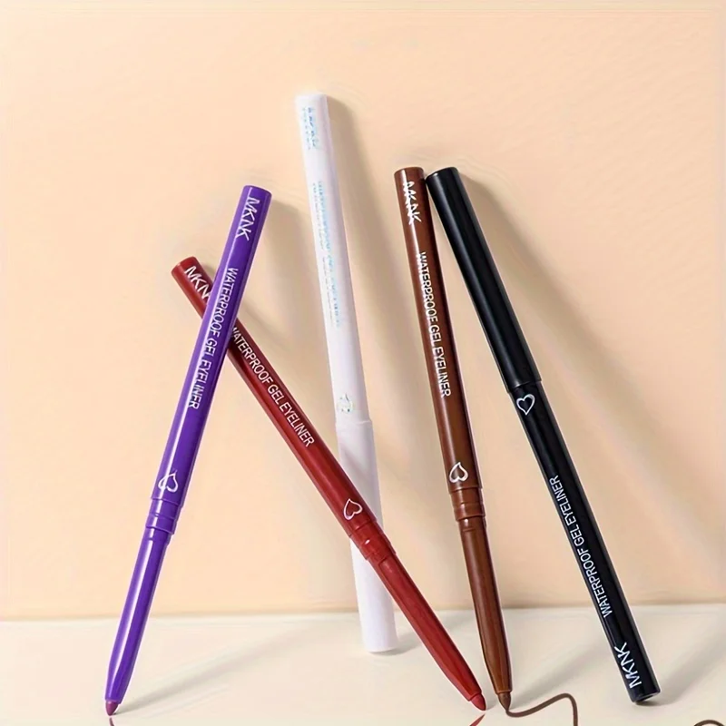5-Farben-Eyeliner-Stift, wasserfest, langlebig, blau, schwarz, braun, leicht zu tragender Eyeliner-Stift