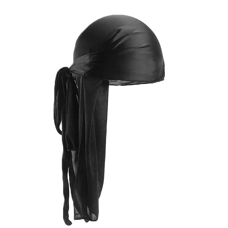 Unissex longo de seda durag cauda longa lenço de seda muçulmano doo pano pirata chapéu durag quimio bonés crânio chapéu turbante faixa de cabelo bandanas