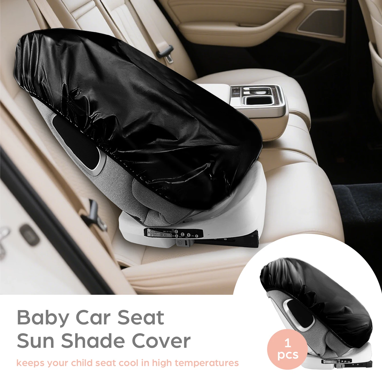Pare-soleil noir pour siège de voiture de bébé, 1 pièce, protection contre la chaleur pour nourrissons, blocs UV/lumière du soleil, garde le siège frais, accessoire de voyage universel
