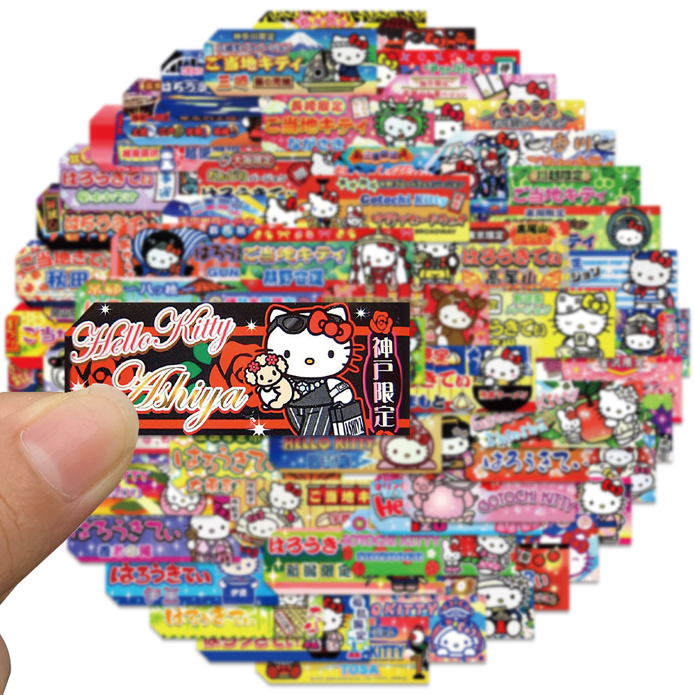 60 uds Sanrio Kawaii Hello Kitty etiquetas pegatinas de sellado papelería decorativa estética teléfono portátil impermeable lindo pegatina para niños