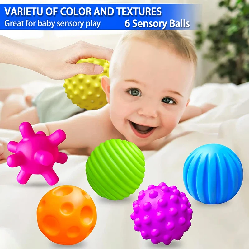 6 ชิ้นของเล่นเด็ก Sensory Balls สําหรับเด็ก Textured Hand Touch Ball นวดนุ่มทารก Rattle Senses ของเล่น