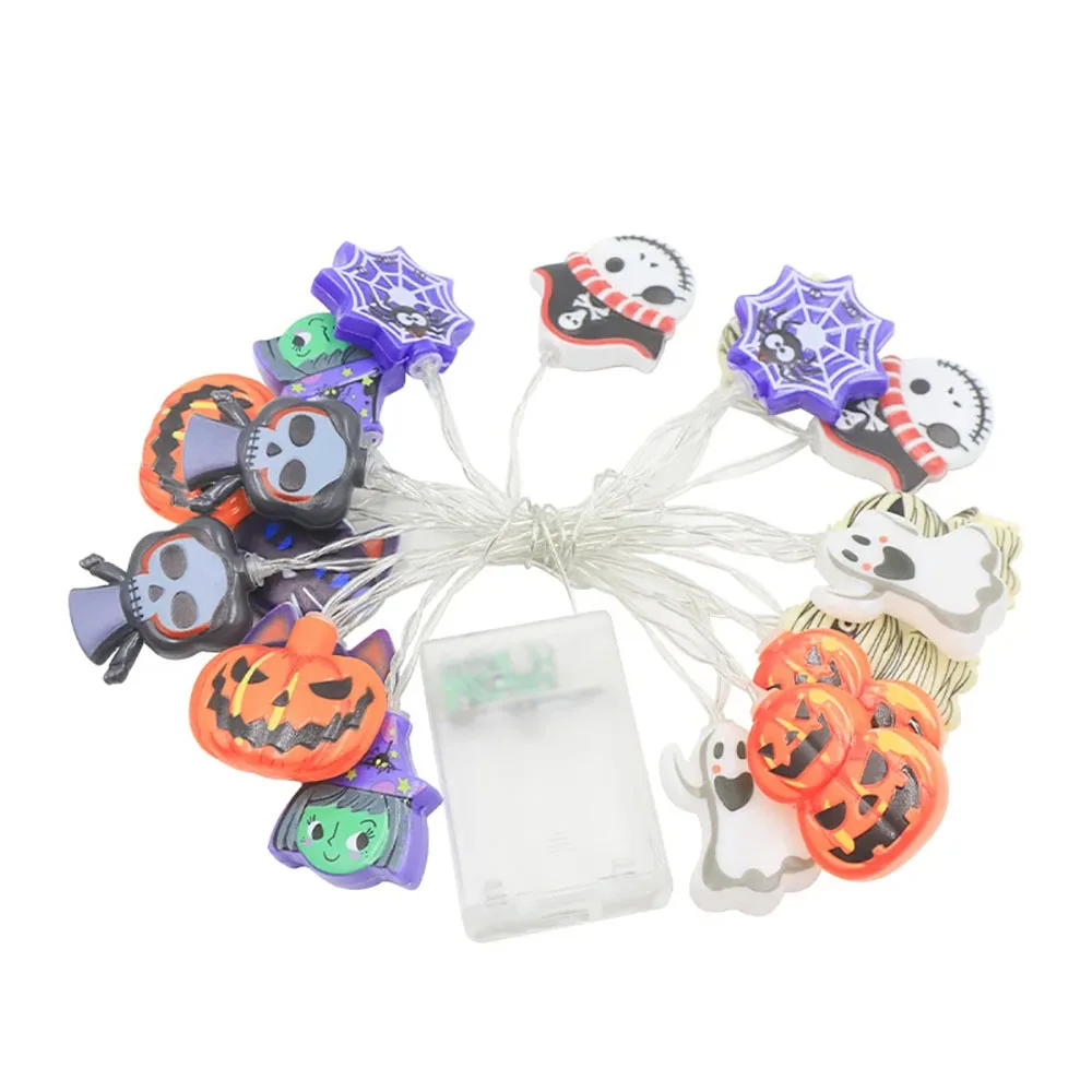 Luci a stringa a LED per decorazioni di Halloween, lampada a sospensione a ragnatela fantasma di zucca, oggetti di scena per lanterne all'aperto per la casa