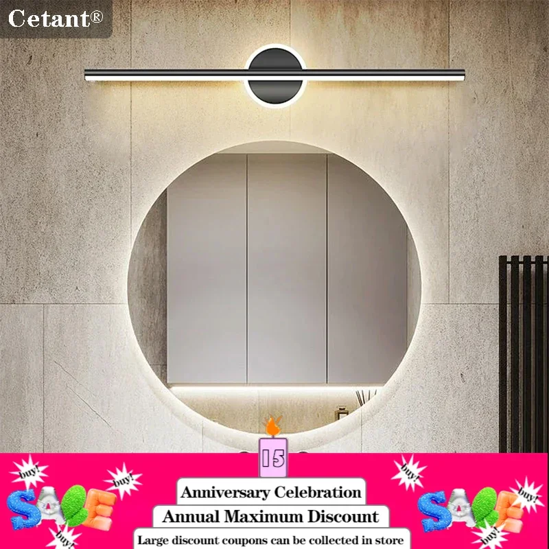 Lámpara de pared LED moderna, luz de espejo negra, tocador, baño, inodoro, lámparas de tira larga, decoración del hogar, brillo de iluminación Led de 40/60/80CM