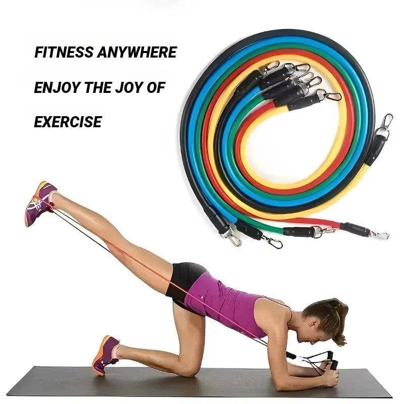 11 stks/set Trekkoord Weerstandsbanden Draagbare Fitnessapparatuur Enkelband Borst Expander Elastische Oefenband