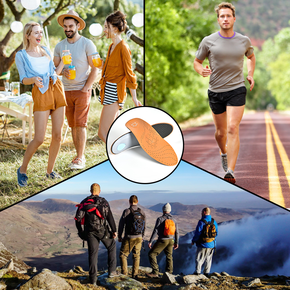 Palmilha ortopédica de couro para pés planos, suporte de arco ortopédico, palmilha esportiva de couro para homens e mulheres, palmilhas corrigidas para pernas o/x