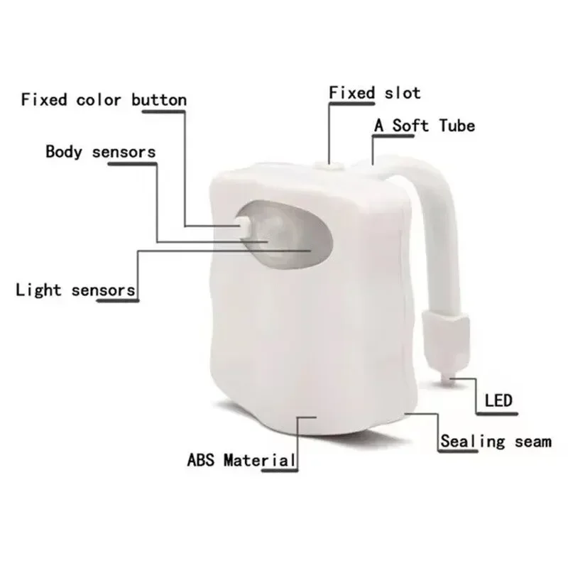 Sensore di movimento Luce notturna a LED senza fili RGB 8/16 colori Lampada WC Bagno Atmosfera Luce Sensore colorato Luci notturne