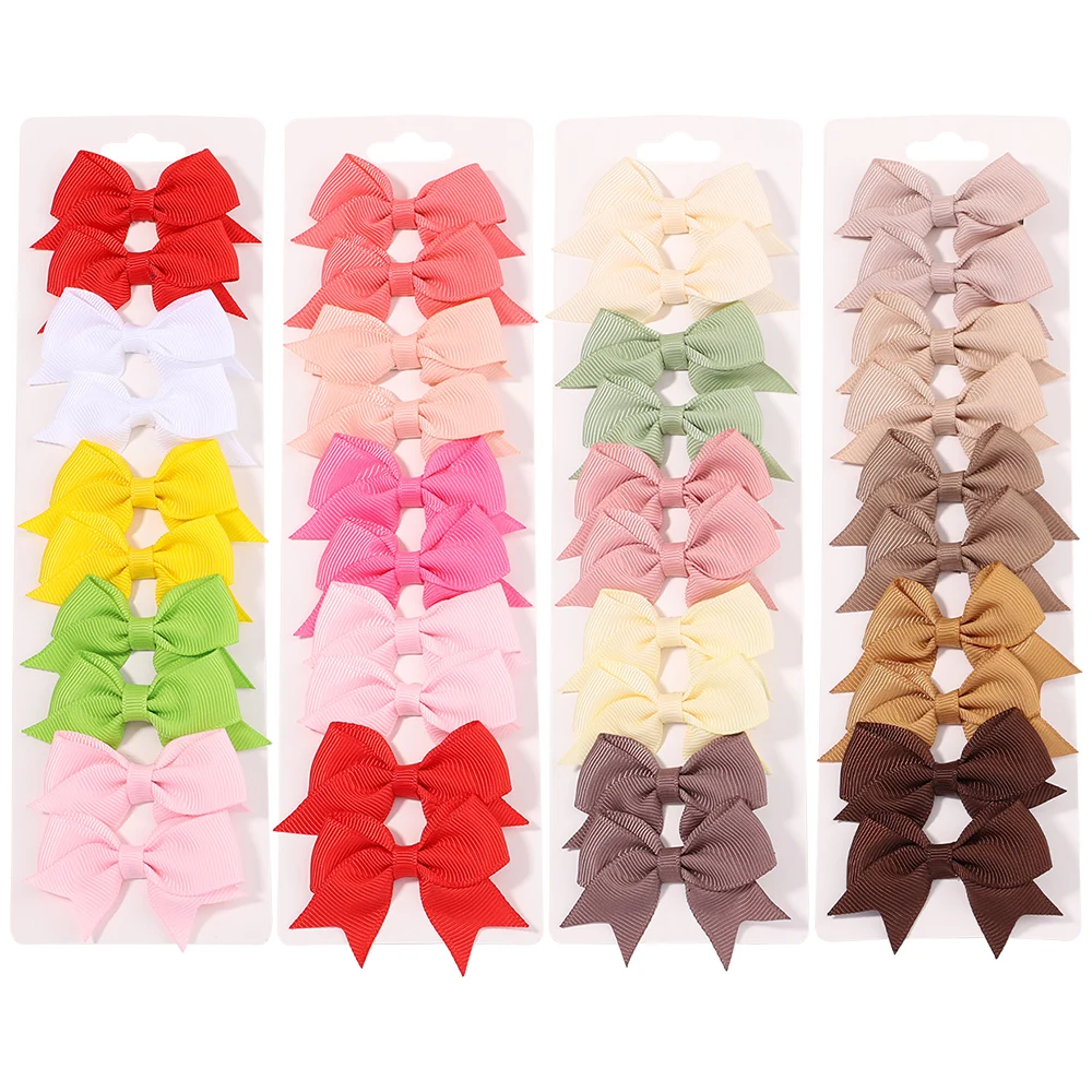 10 ピース/セット新かわいいソリッドリボンちょう結びヘアクリップ女の赤ちゃん手作り弓ヘアピンバレッタ帽子子供ヘアアクセサリー