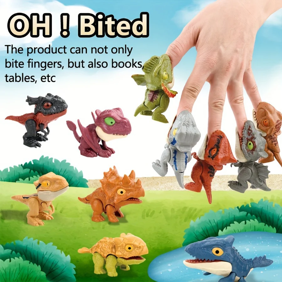 5/6/8PCSCute Finger Dinosaurs Set - Multiple Play Ways & Styles, simulazione realistica per il divertimento creativo e l'istruzione dei bambini