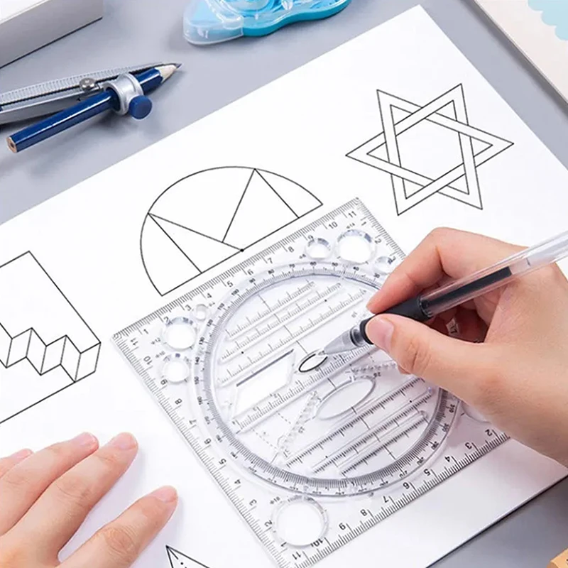 Multifunction Ruler Drawing Template Art Design Architect Stereo Geometry Circle Drafting Measuring Scale Kawaii Ruler