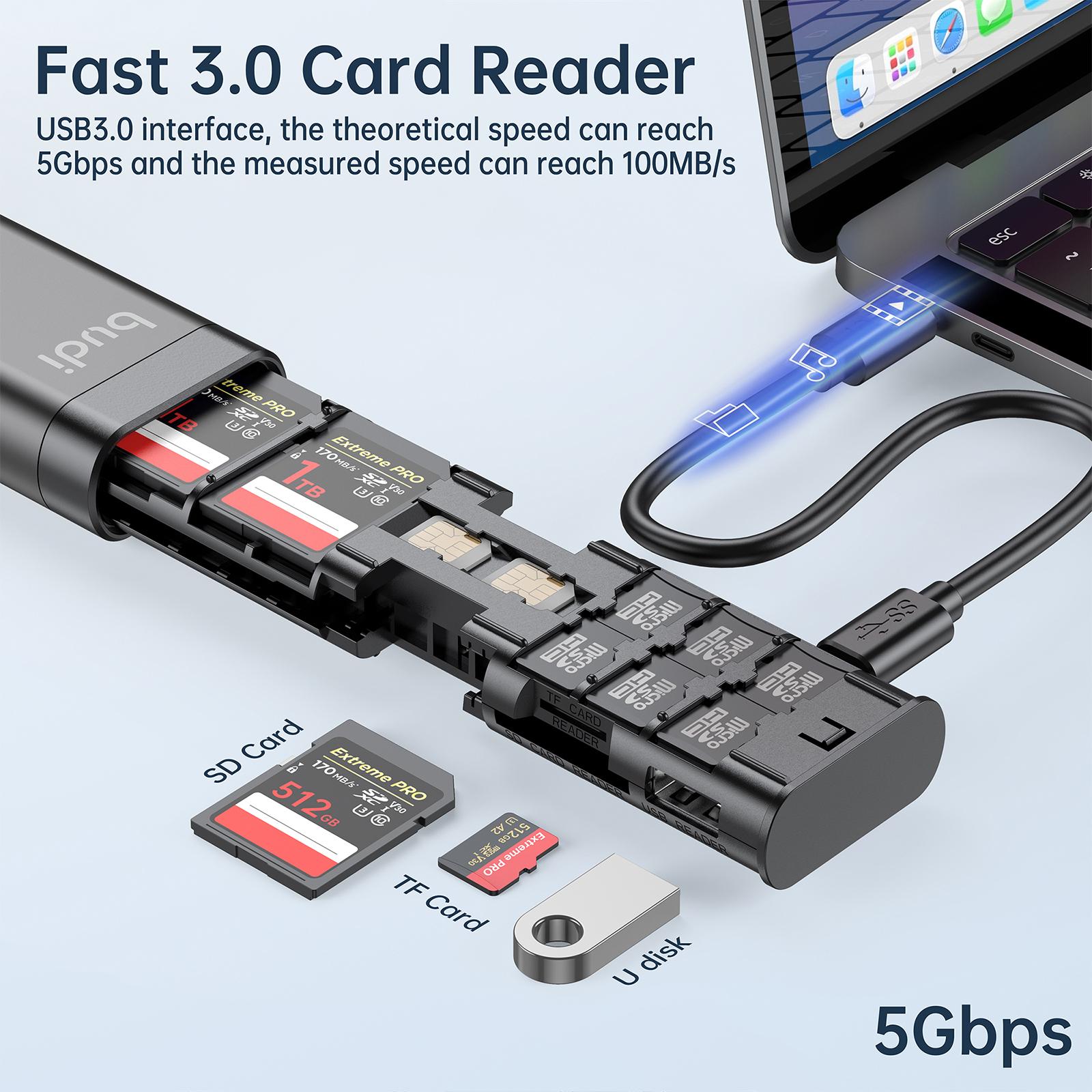 BUDI 9 で 1 多機能ボックス USB 3.0 データ転送 65 ワット高速充電ケーブル SD TF カード収納ボックス Iphone