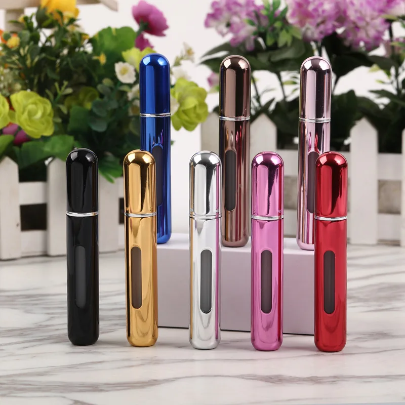 Mini botella de Perfume recargable portátil, bomba atomizadora, botella pulverizadora de aluminio, contenedor de cosméticos, herramientas de maquillaje de viaje, 8/10ml