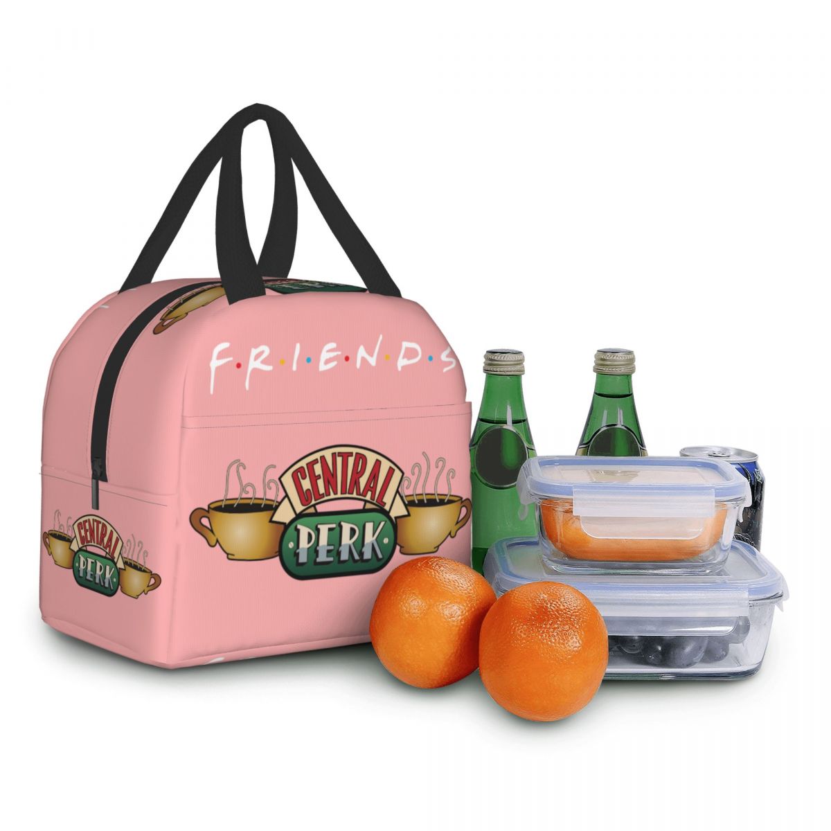 Programa de televisión clásico Central Perk Friends bolsa de almuerzo refrigerador caja de almuerzo aislada para mujeres niños trabajo escolar Picnic bolsas de almacenamiento de alimentos