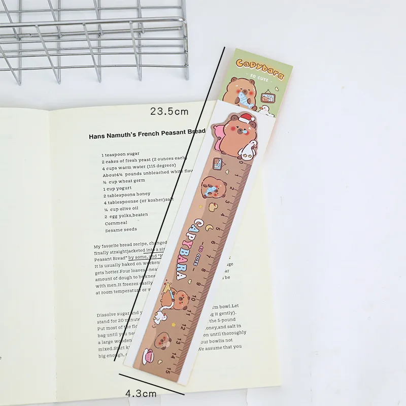 Righello segnalibro magnetico capibara cartone animato Simpatico righello da disegno irregolare per studenti Cancelleria scolastica creativa per bambini Kawaii