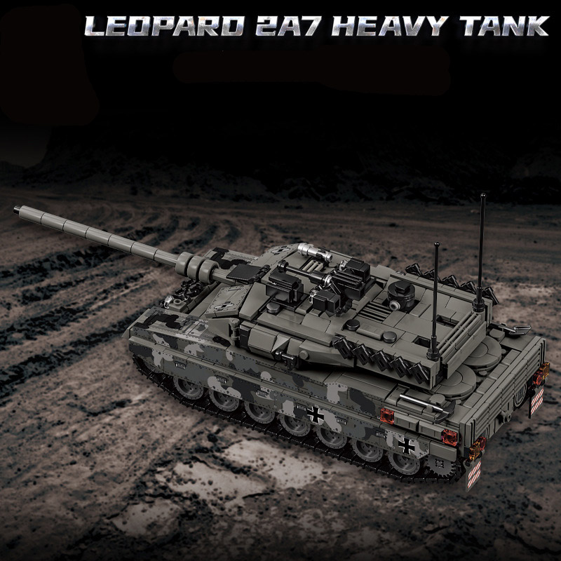 Militar WW2 MOC Leopard 2A7, tanque de batalla principal del ejército, figuras de soldados, bloques de construcción, juego de tanque M1 para niños, regalos