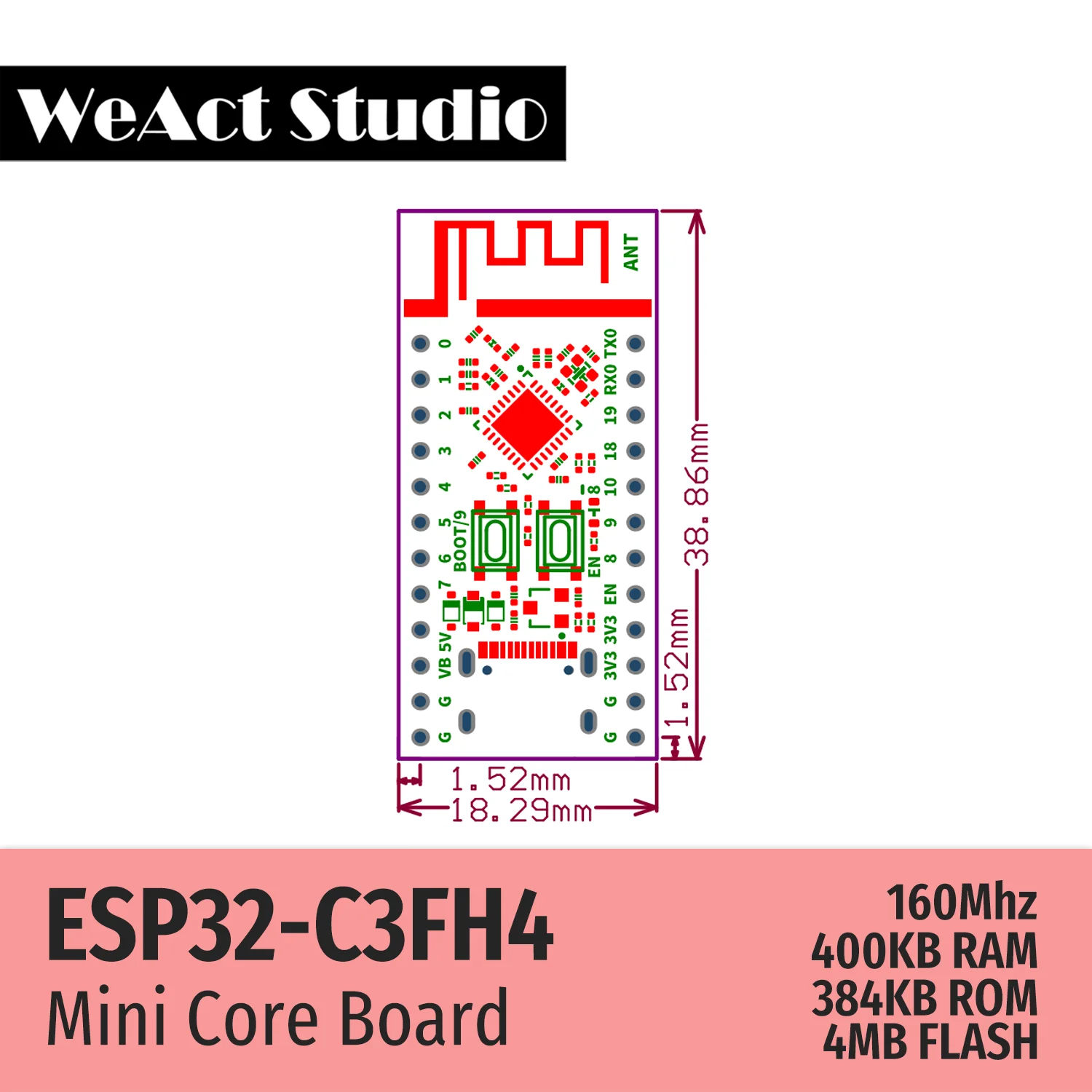 WeAct ESP32 ESP-32 ESP32C3 ESP32-C3FH4 Placa de desarrollo WiFi inalámbrico módulo compatible con Bluetooth Micropython