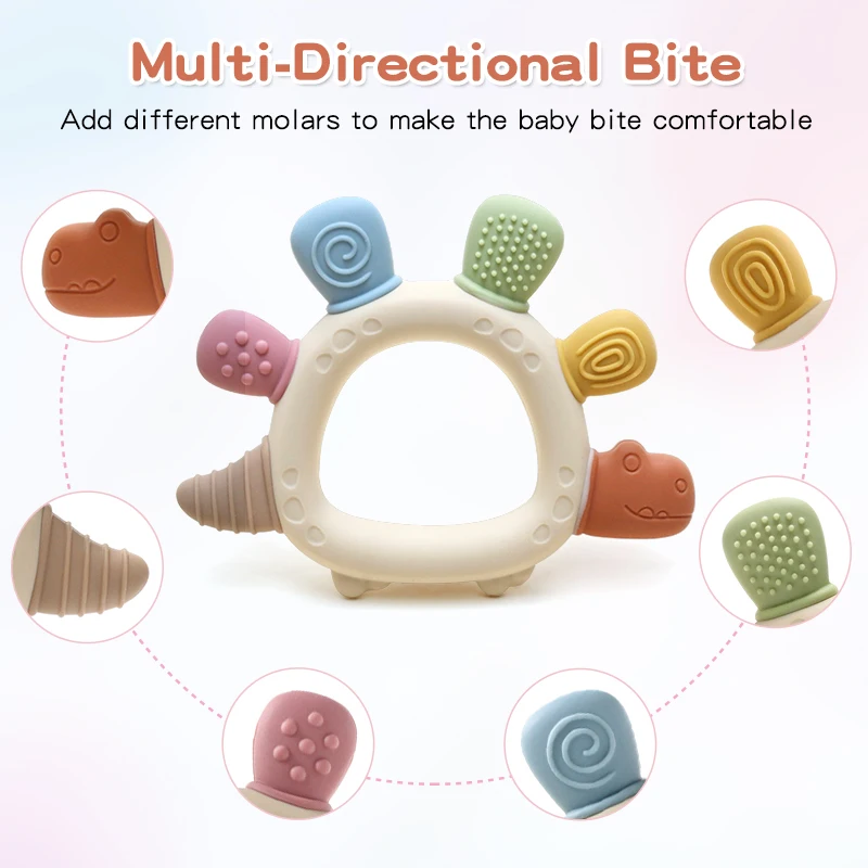 เด็กไดโนเสาร์ซิลิโคนTeethingของเล่นBPAฟรีง่ายต่อการจับทารกCare Teether Chewingของเล่นสําหรับทารกแรกเกิดของขวัญทารกอุปกรณ์เสริม