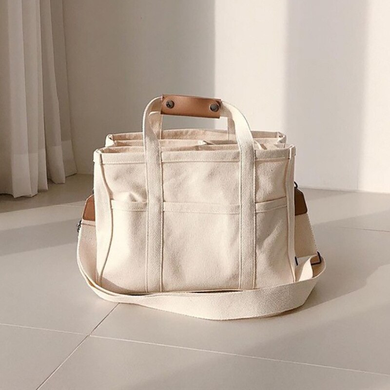 Damen Casual Canvas Handtasche mit großer Kapazität, einstellbarer Schulter gurt, lässig, Schulter-Shopper-Tasche, Damen