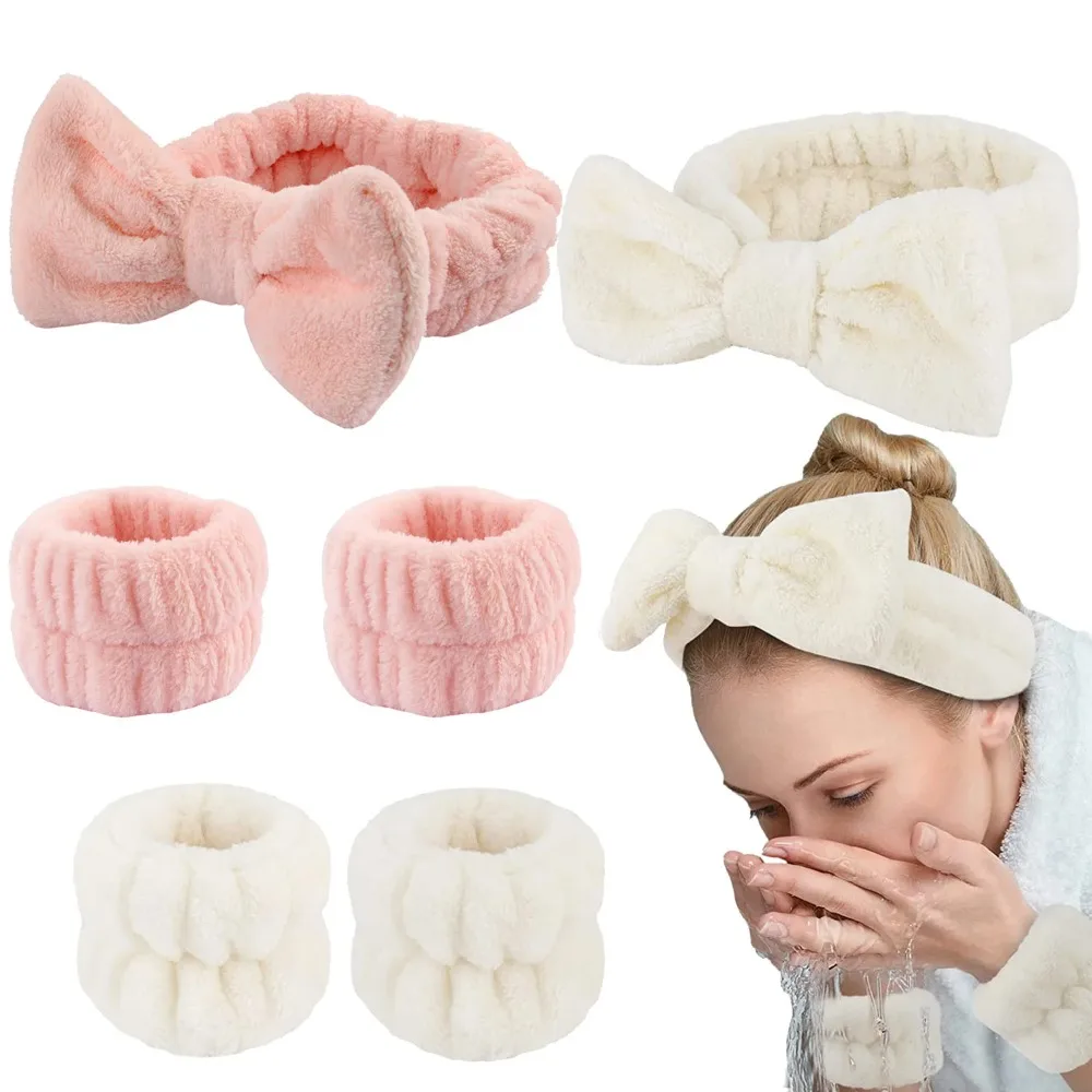 3 stks/set Spa Hoofdband Polsband voor Wassen Gezicht Microfiber Make-Up Handdoek Haarbanden Wasband Scrunchies Absorberende Pols