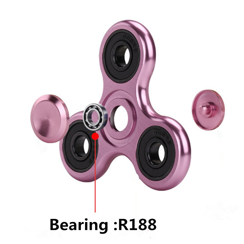 70 มม.สามเหลี่ยมนิ้วมืออลูมิเนียมโลหะ Spinner ไม่มีกล่อง R188 แบริ่งเปิดสําหรับ 3-4 นาทีของเล่นเด็ก Decompression ของเล่น Spinner