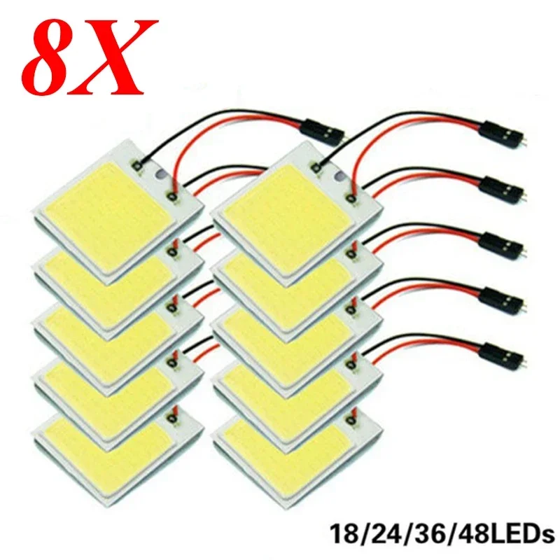 4 PCS อุปกรณ์ตกแต่งภายในรถยนต์ 18/24/48 SMD T10 4W 12V COB ภายในรถแผงไฟ LED หลอดไฟรถโดมรถแผง