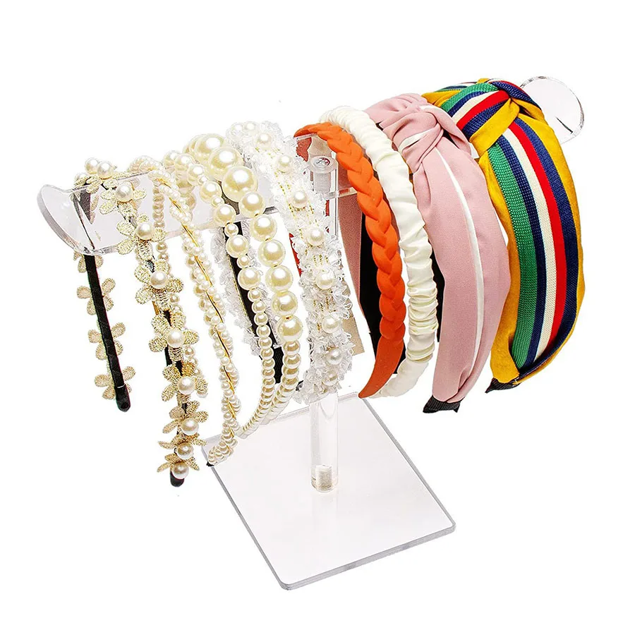 Clear Headband Holder Rack Acrylic Detachable Necklace Bracelet Display Stand Hair Accessory Bar Durable for Hairband Organizer