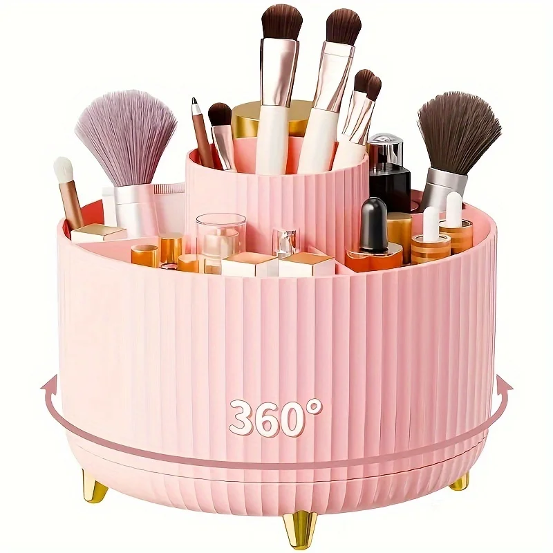Um 360 Grad drehbare Kosmetik-Aufbewahrungsbox – Kosmetik-Aufbewahrungsbox mit 5 Fächern – multifunktionale Aufbewahrungsbox für Pinsel