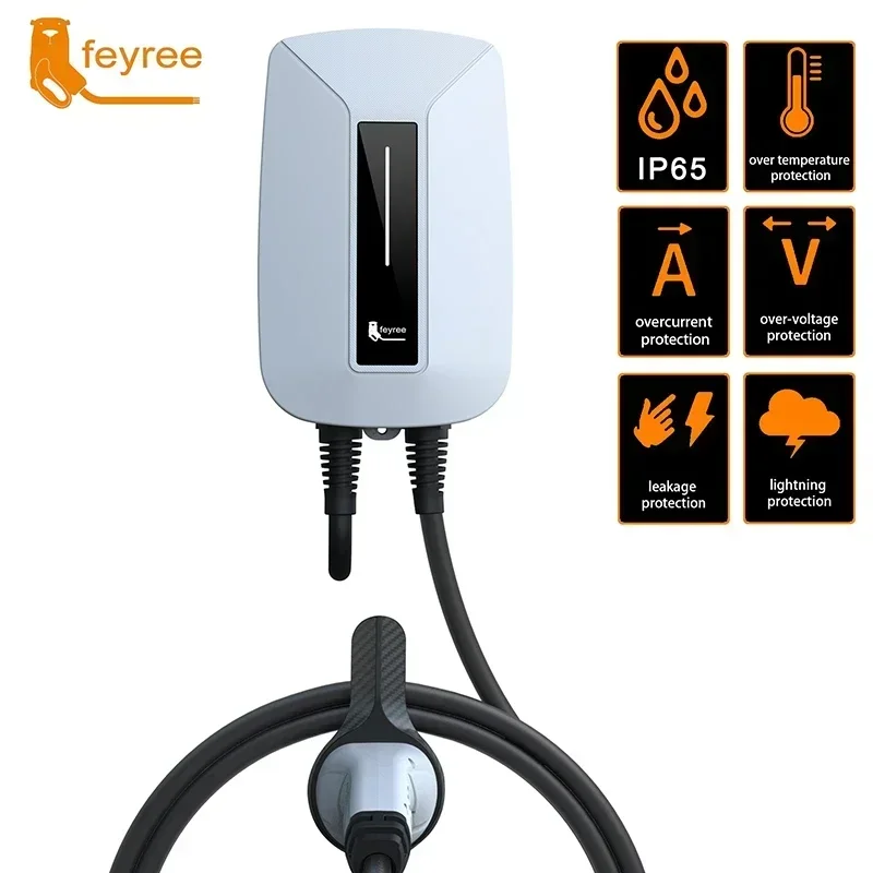 feyree EVSE ウォールボックス EV 充電器 Type2 32A 7KW 1 相 IEC62196-2 プラグ電気自動車充電ステーション車の充電器 5 メートルケーブル