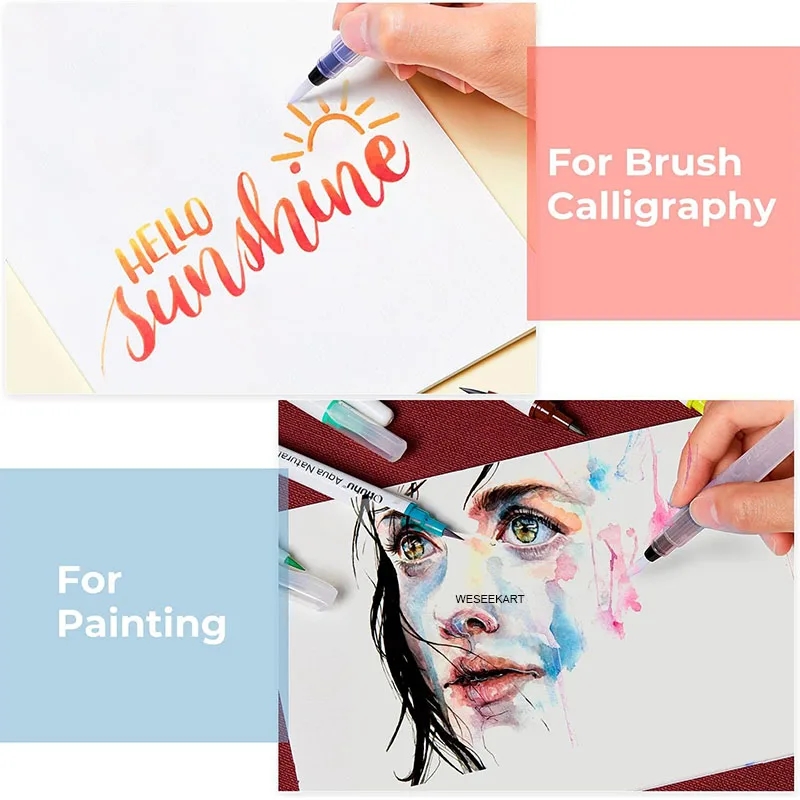 Ensemble de pinceaux de couleur à l'eau rechargeables, multi-usages, de qualité artiste, pour peinture et lettrage, DIY, 3/36 pièces