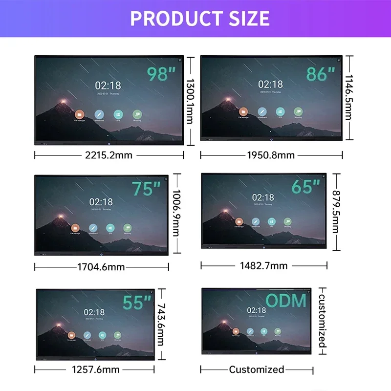 55 65 75 86 98 นิ้ว Ir Multi Touch Tv All In One Pc Class Interactive Board สมาร์ทไวท์บอร์ดสําหรับการศึกษาจัดการประชุม