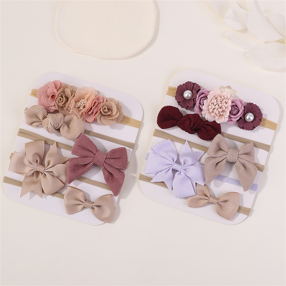 5 pçs/set doce bowknot elástico headbands para bebê menina malha náilon bonito flor hairbands bebê menina decoração headwear