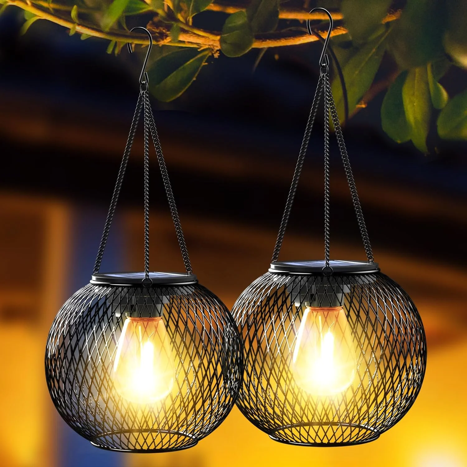 1 linternas solares para exteriores, luces solares colgantes más brillantes impermeables para exteriores, luces solares para exteriores con encendido/apagado automático para jardín