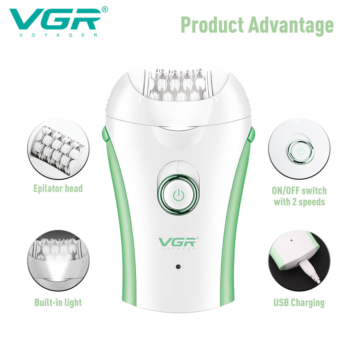 Vgr 705 Epilator Professionele Epilator Haarverwijderaar Oplaadbare Haarverwijderaar Vrouwen Haarverwijderaar Draagbare Elektrische Epilator
