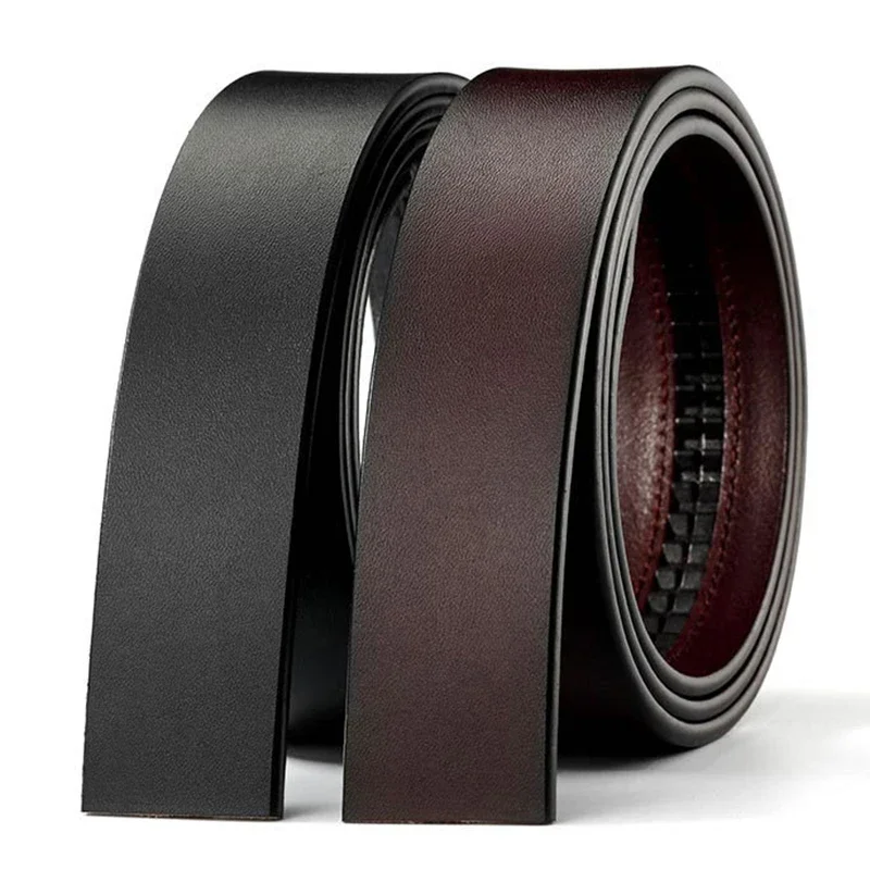 Bò Thật 100% Chính Hãng Da Không Khóa Tự Động Khóa Vintage Dây Thân 3.50 Cm Chiều Rộng Đen Nâu Da Bò