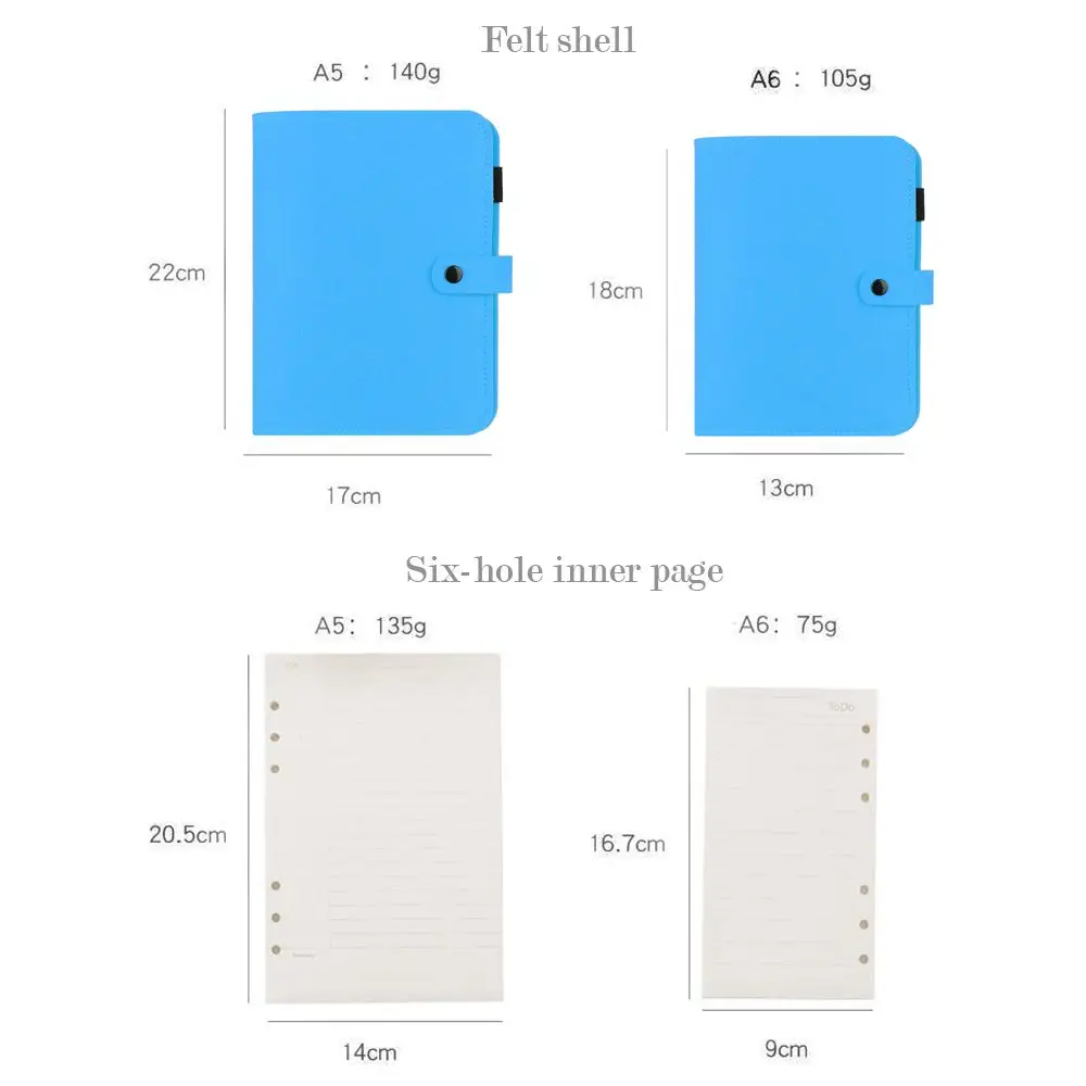 A5 A6 Portable Stationery Travel Diary Fashion Ring Binder Portable Diary Felt Shell Felt Notebook