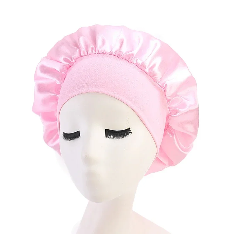 Gorro para dormir liso de satén de alta elasticidad, gorro para el cuidado del cabello, gorro de dormir multicolor reutilizable para mujer, accesorios para dormir en casa, 1 Uds.