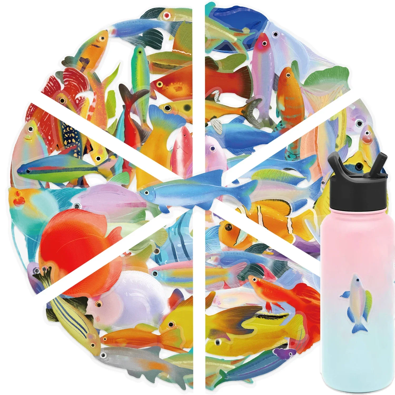 50 pçs dos desenhos animados criaturas marinhas peixes adesivos caixa de pesca mala portátil guitarra skate bicicleta diy decorativo pet adesivos ﻿