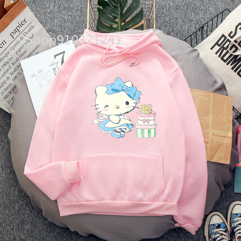 Sudadera con capucha rosa de gato de dibujos animados para mujer, sudaderas con capucha divertidas de Melanie Martinez, sudadera estampada, Tops para mujer de Primavera/otoño, ropa