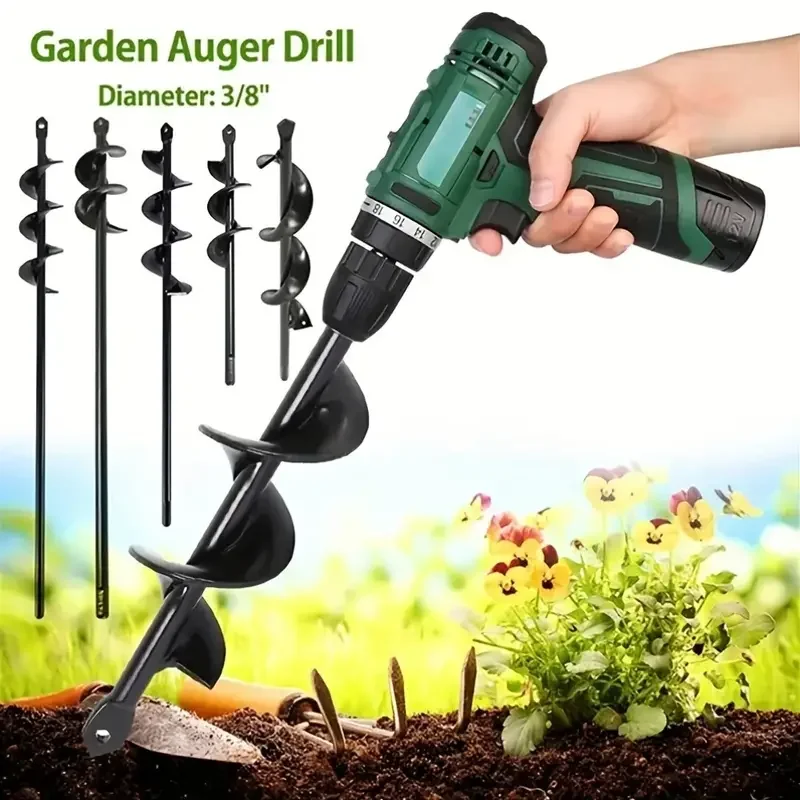 1pc Planter Garden Auger Spiral Drill Bit Planting Hole Digger Drill Bit Yard Gardening Planting Hole Digger Loose Soil Tool